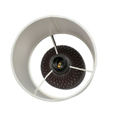Lampka nocna Iner brązowa ceramiczna z abażurem klasyczna E14