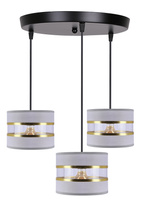 Lampa wisząca z abażurami Pandy nowoczesna potrójna szaro złota
