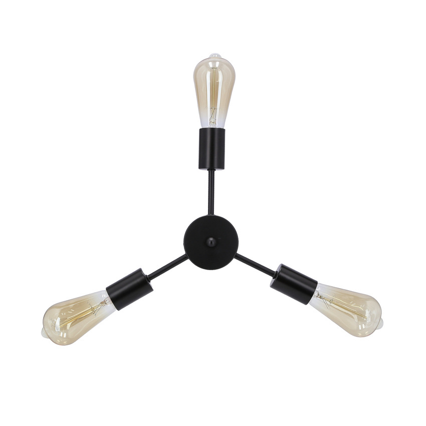 Lampa wisząca Sparta potrójna metalowa czarno-srebrna do salonu 3xE27
