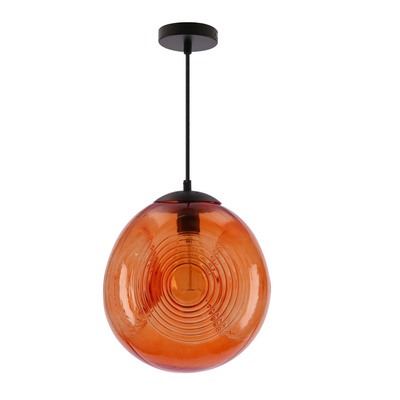 Lampa wisząca Club szklana kula pomarańczowa 1-płomienna do jadalni E27