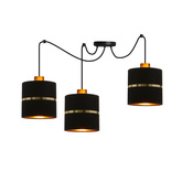 Lampa wisząca z abażurami Assam czarna ze złotym paskiem potrójna nowoczesna