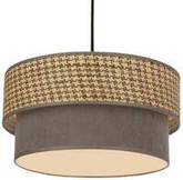 Lampa wisząca z abażurem Karrara czarna do salonu tkaninowy abażur beżowo-szary