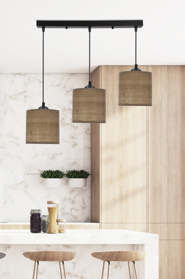 Lampa wisząca z abażurami Legno rattanowa potrójna nad stół