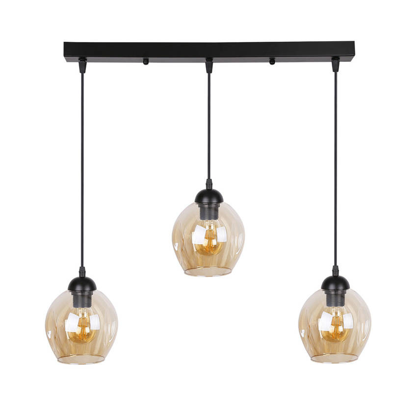Lampa wisząca Aspa szklana potrójna kula czarno brązowa nad stół E27