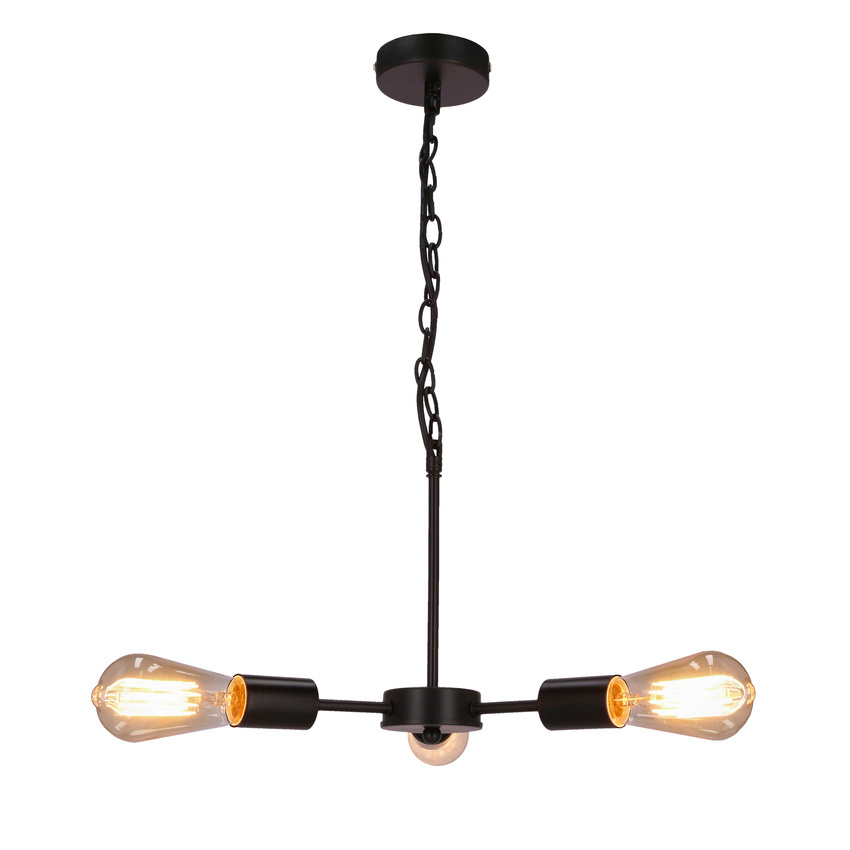 Lampa wisząca Sparta potrójna metalowa czarno-srebrna do salonu 3xE27