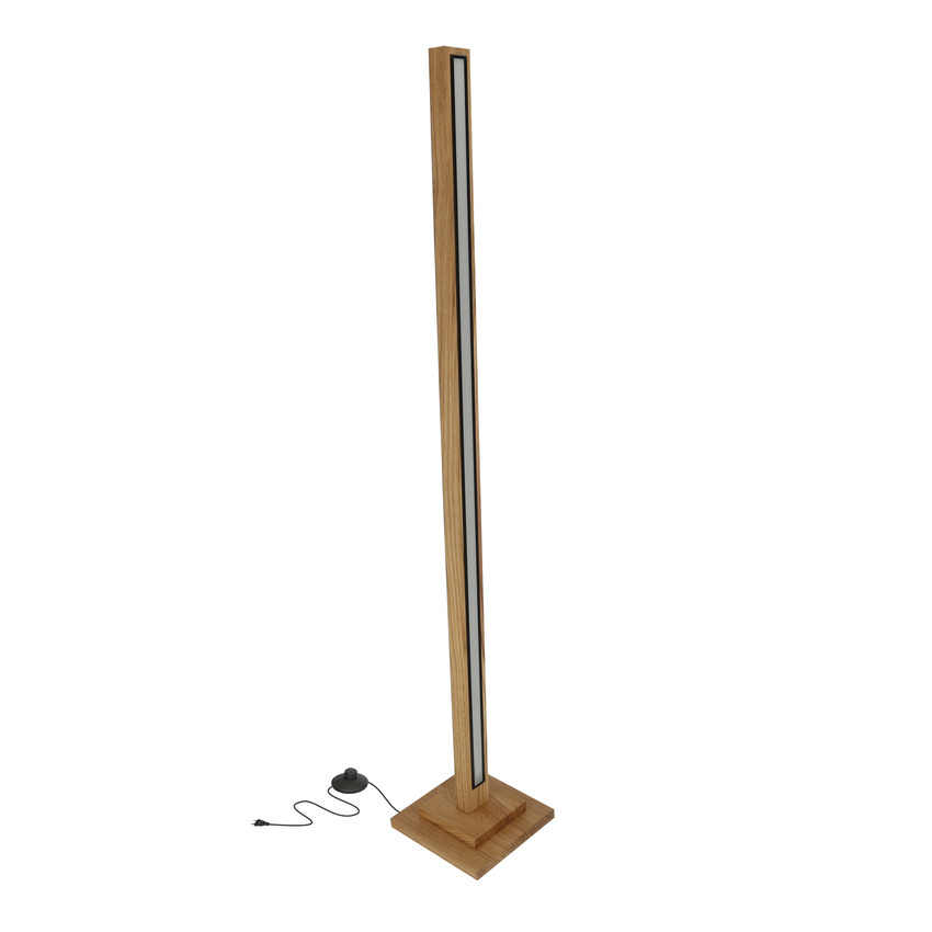 Lampa podłogowa ALSET klasyczna LED do salonu nowoczesna drewniana