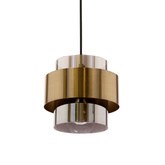 Lampa wisząca z abażurem Spiega czarno‑mosiężna z kloszem dymionym pojedyncza