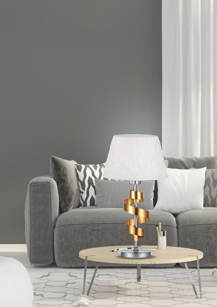 Lampka nocna Denis biały abażur chrom złoty E27 Candellux