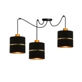 Lampa wisząca z abażurami Assam czarna ze złotym paskiem potrójna nowoczesna
