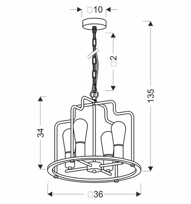 Lampa wisząca Datus do salonu loftowa czarna 4-płomienna E27 metalowa