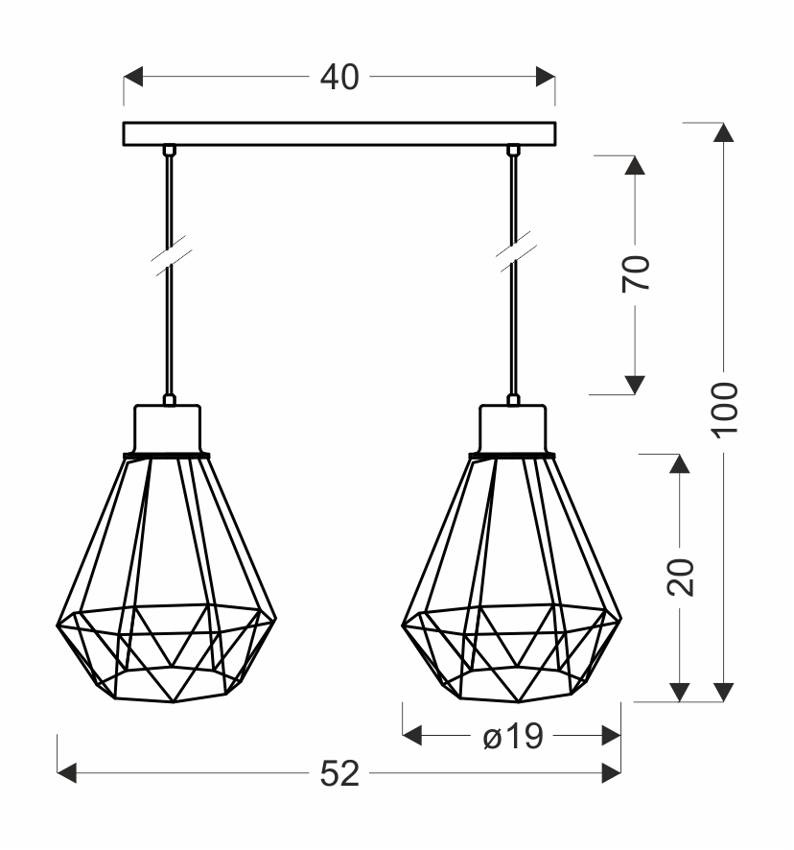 Lampa wisząca Primo metalowa czarno-złota 2-płomienna na listwie do jadalni