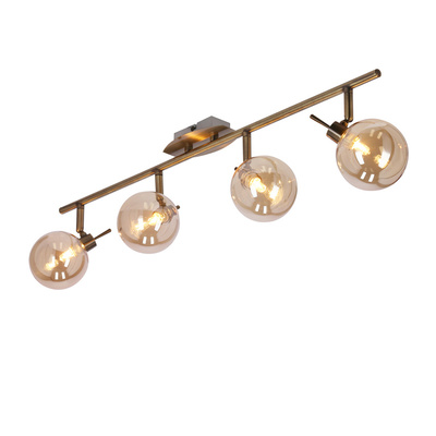 Lentini Lampa sufitowa listwa patynowy 4x40w g9 klosz bursztynowy