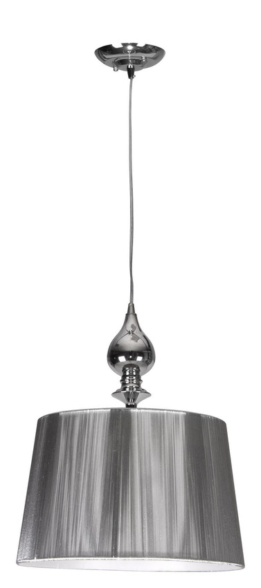 Lampa wisząca z abażurem Gillenia srebrna nitkowy abażur do salonu