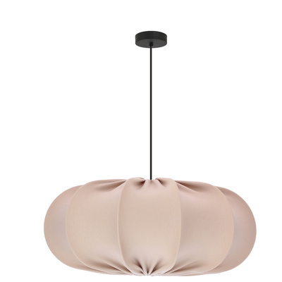Lampa wisząca CAFEE' skandynawska z abażurem beżowym frappe 52 cm - minimalistyczne oświetlenie sufitowe w stylu japandi E27