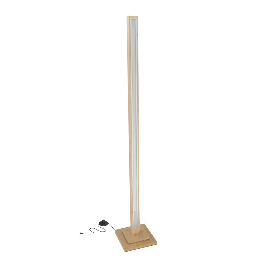 Lampa podłogowa ALSET klasyczna LED do salonu i sypialni drewniana
