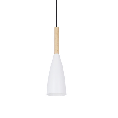 Lampa wisząca Trosa Ledea biała z drewnem pojedyncza do kuchni E27