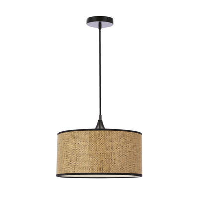 Lampa wisząca z abażurem Anaka beżowo-brązowa do salonu E27