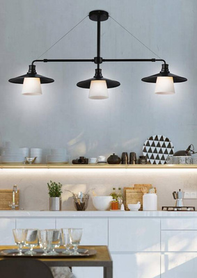Lampa wisząca Loft czarna matowa potrójna metalowa nad stół E27 Candellux