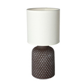 Lampka nocna Iner brązowa ceramiczna z abażurem klasyczna E14