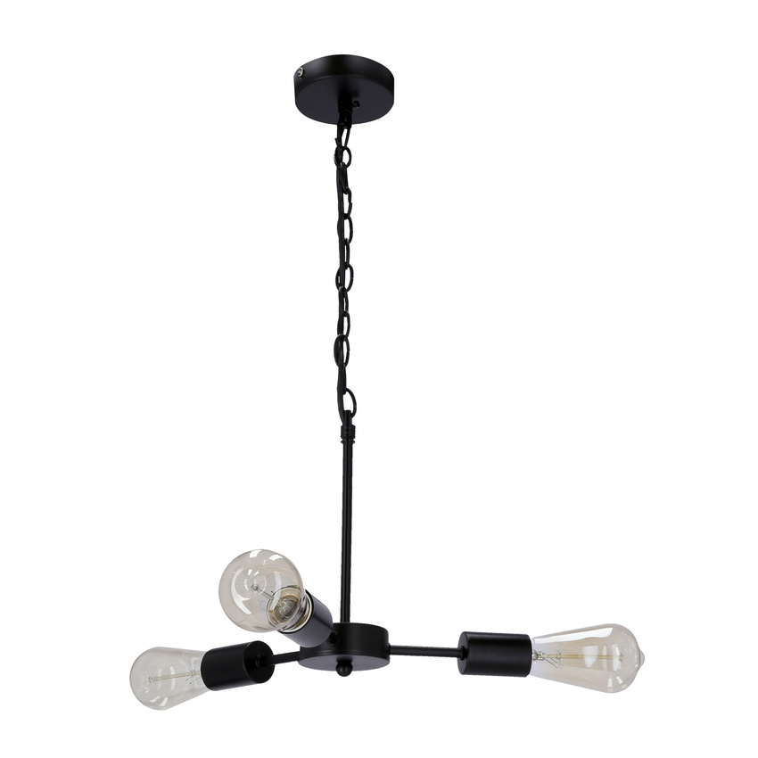 Lampa wisząca Sparta potrójna metalowa czarno-srebrna do salonu 3xE27