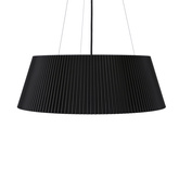 Lampa wisząca Umbria do salonu czarno-drewniana z kloszem LED 24W