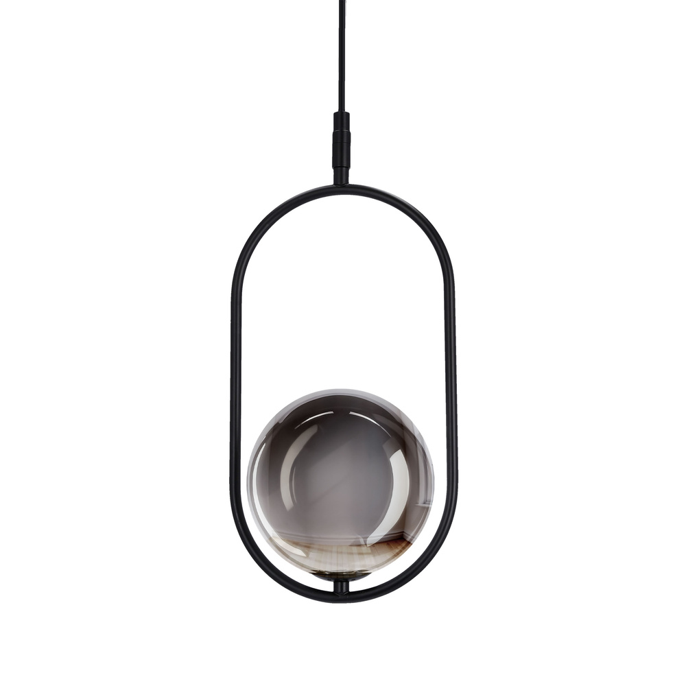 Lampa wisząca CORDEL elegancka - czarna z grafitowym kloszem kulką - nowoczesne oświetlenie salonu i łazienki 1x G9 LED