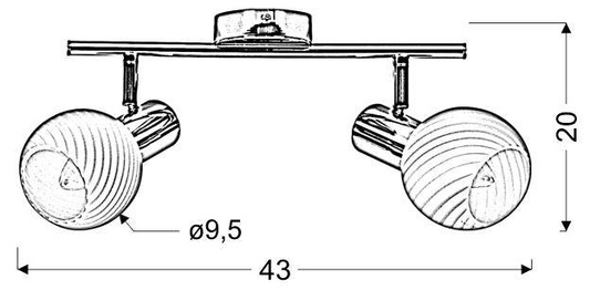 Lampa sufitowa Turno listwa ze szklanymi kloszami regulowana 2-punktowa