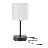 Lampka nocna Beta z abażurem białym na stolik nocny do sypialni E14