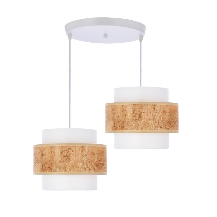 Lampa wisząca z abażurami Cork biała podwójna do jadalni nad stół