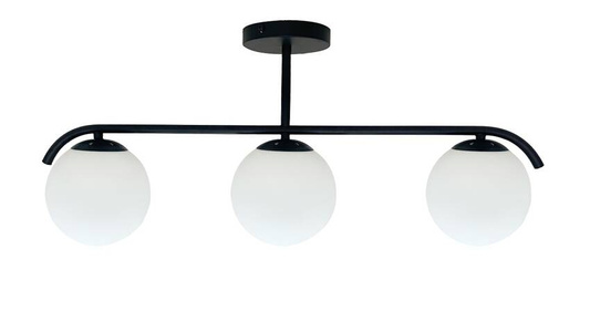 Lampa sufitowa Amadeo listwa ze szklanymi kloszami 3-punktowa
