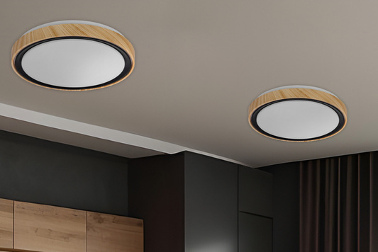 Plafon LED Aflo okrągły drewniany 38 cm 24W 3000-6000K zmienna barwa światła