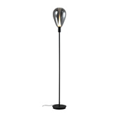 Lampa podłogowa Denso czarna z dymionym szklanym kloszem nowoczesna 1x5W G9