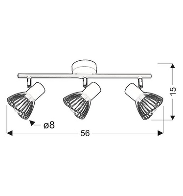 Lampa sufitowa Fly listwa z metalowymi kloszami regulowana 3-punktowa