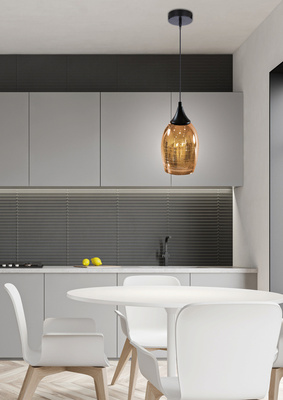 Lampa wisząca Marina szklany klosz miedziany do salonu 1-punktowa E27